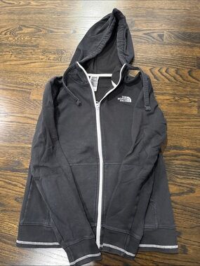 The North Face Faded Black Hoodie with White Zipper
